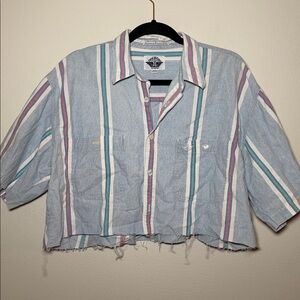 Vintage Dockers Cropped Distressed Button Up Top